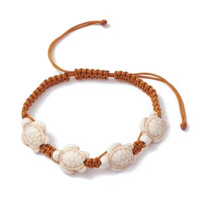 Synthetic Turquoise Sea Turtle Braided Bead Bracelet