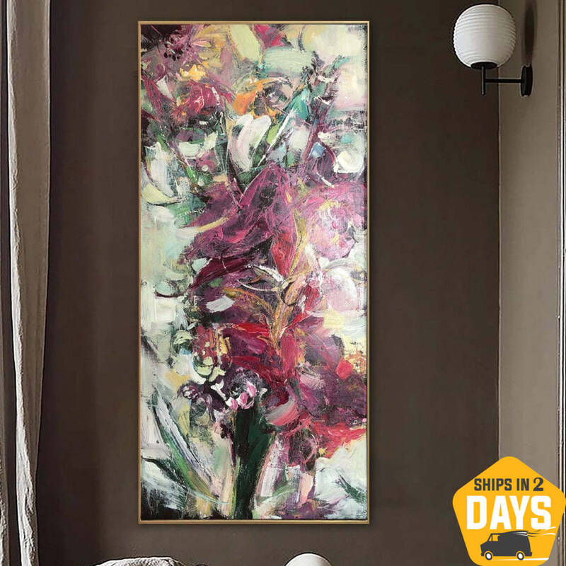 Abstract Canvas Flowers Bouquet Painting Colorful Oil Painting Wall Art Abstract Fine Art for Living Room Decor | BOUQUET OF ...