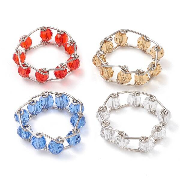 Round Glass Beaded Finger Rings