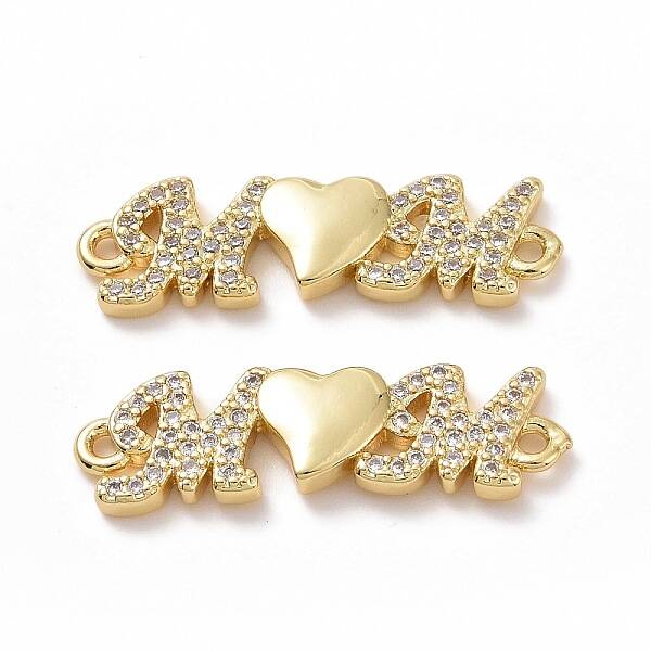 Brass Micro Pave Cubic Zirconia Connector Charms