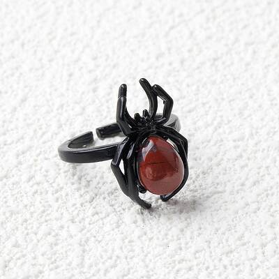 Natural Red Jasper Spider Open Cuff Rings