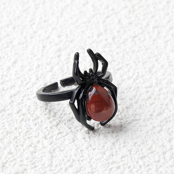 Natural Red Jasper Spider Open Cuff Rings