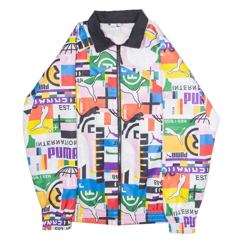 PUMA Mens Windbreaker Jacket Pink Crazy Pattern M