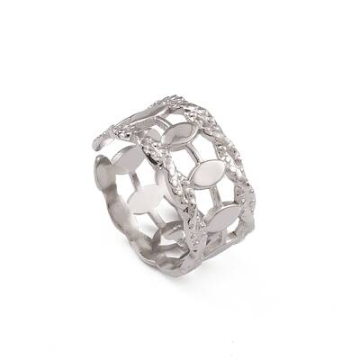 Non-Tarnish 304 Stainless Steel Horse Eye Open Cuff Ring for Women