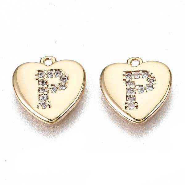 Brass Micro Pave Clear Cubic Zirconia Charms
