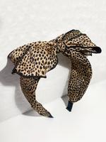 Leopard Print Bow Decor Headband for Women & Girls, High Head Thick Sponge Non-slip Wide Band Hair Hoop for Daily Wear, Party...