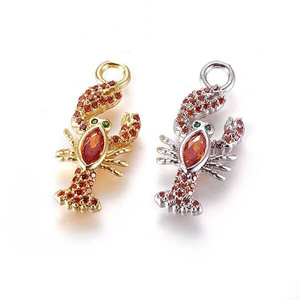 Brass Micro Pave Cubic Zirconia Pendants
