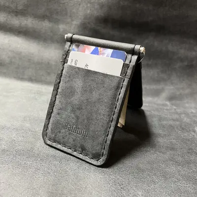 Baldwin Men's Baldwin Wallet Card Holder w/ Cash Clip - Foldable Cowhide Leather Minimalist Design for Casual Use
