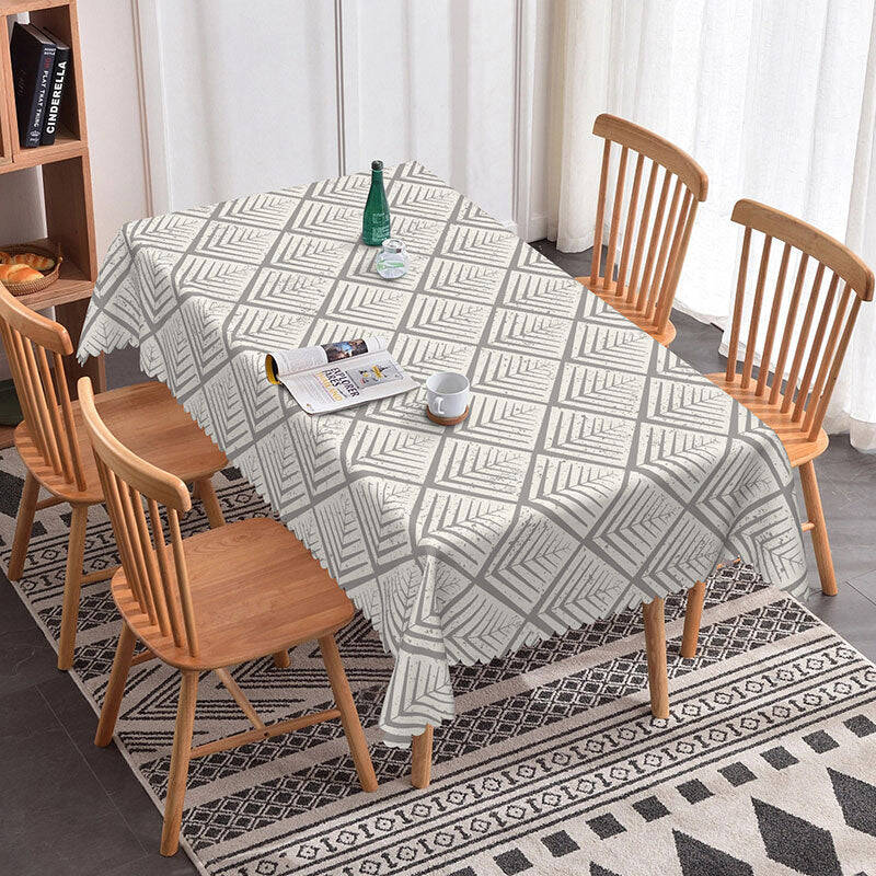 Aperturee Modern Beige Embossed Pattern Rectangle Tablecloth, 52x70 Inch, 30.82 USD, rectangle tablecloths, ZJY04604-A