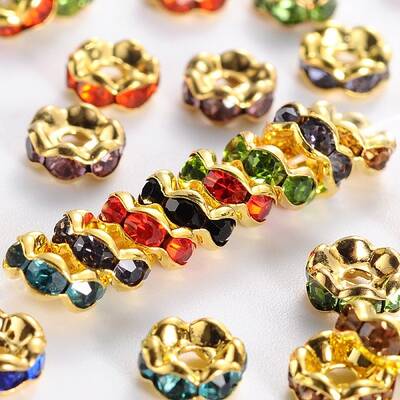 Brass Grade A Rhinestone Spacer Beads
