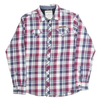 DIESEL Mens Shirt Blue Check Long Sleeve L