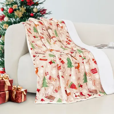 Elegant Comfort Reversible Christmas Throw Blanket 50\