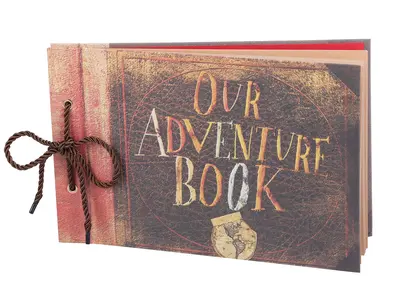 Our Adventure Book, Scrapbook Photo Album, Embossed Words Hard Cover Movie Up Travel Scrapbook for Anniversary, Wedding, Baby...