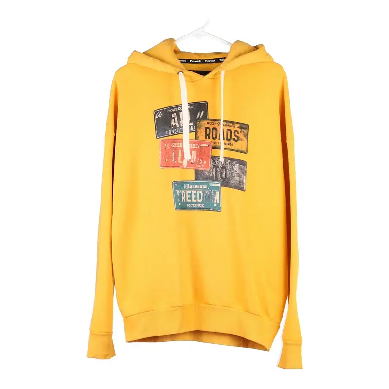 Pickwick Graphic Hoodie - Medium Yellow Cotton Blend