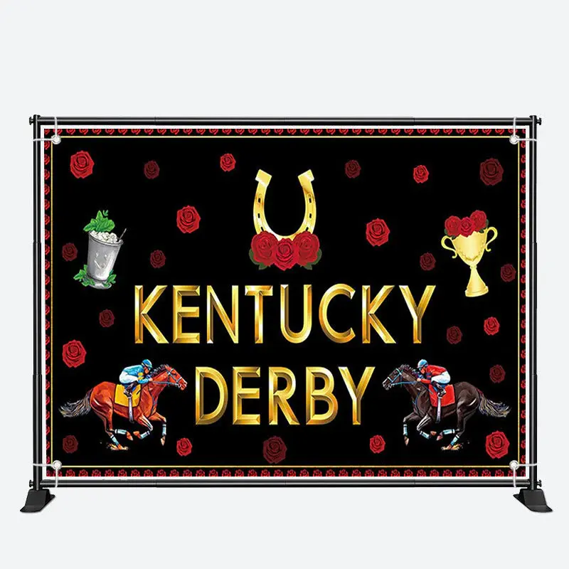 Vintage Red Black Kentucky Derby Party Backdrop - Aperturee