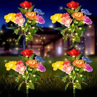 Solar Powered Garden Light, 1 Count Outdoor Solar Rose Lanterns with 7 Rose, IP65 Waterproof Outdoor Decorative Light for Ya...