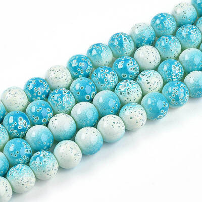 Transparent Baking Painted Glass Beads Strands