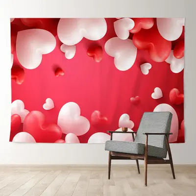 Aperturee Pink White Balloons Curtain Valentines Backdrop