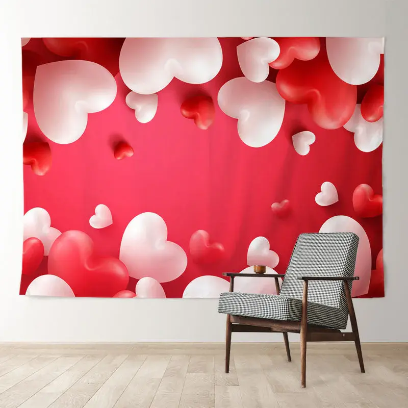 Aperturee Pink White Balloons Curtain Valentines Backdrop