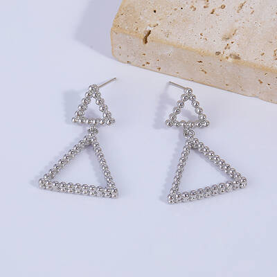 Triangle Brass Dangle Stud Earrings