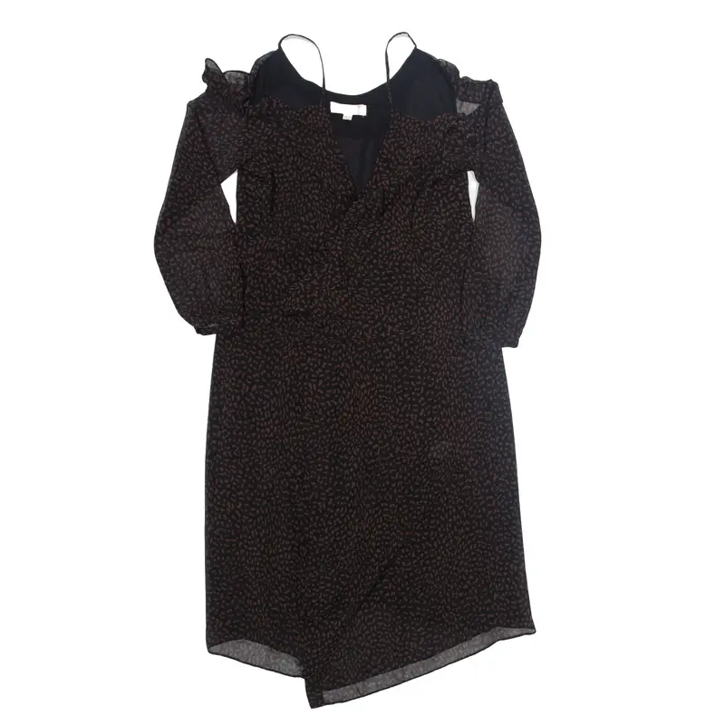 MICHAEL KORS Wrap Dress Black Animal Print Long Sleeve Long Womens UK 8