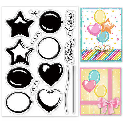 GLOBLELAND Heart Clear Stamps Birthday Love Silicone Clear Stamp Seals for Cards Making DIY Scrapbooking Photo Journal Album ...