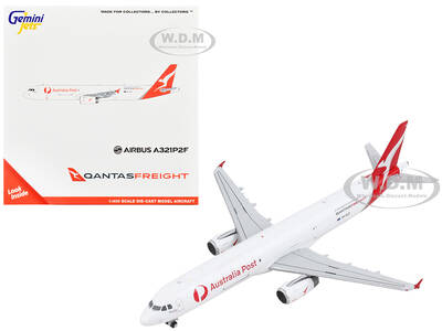 Airbus A321P2F Commercial Aircraft Qantas Freight - Australia Post White with Red Tail 1/400 Diecast Model Airplane by Gemini...