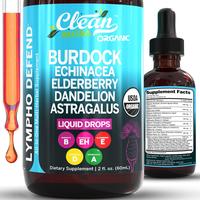 Organic Lymphatic Drainage Drops Supplement with Burdock Root Echinacea Elderberry Dandelion Astragalus Milk Thistle Sea Moss...