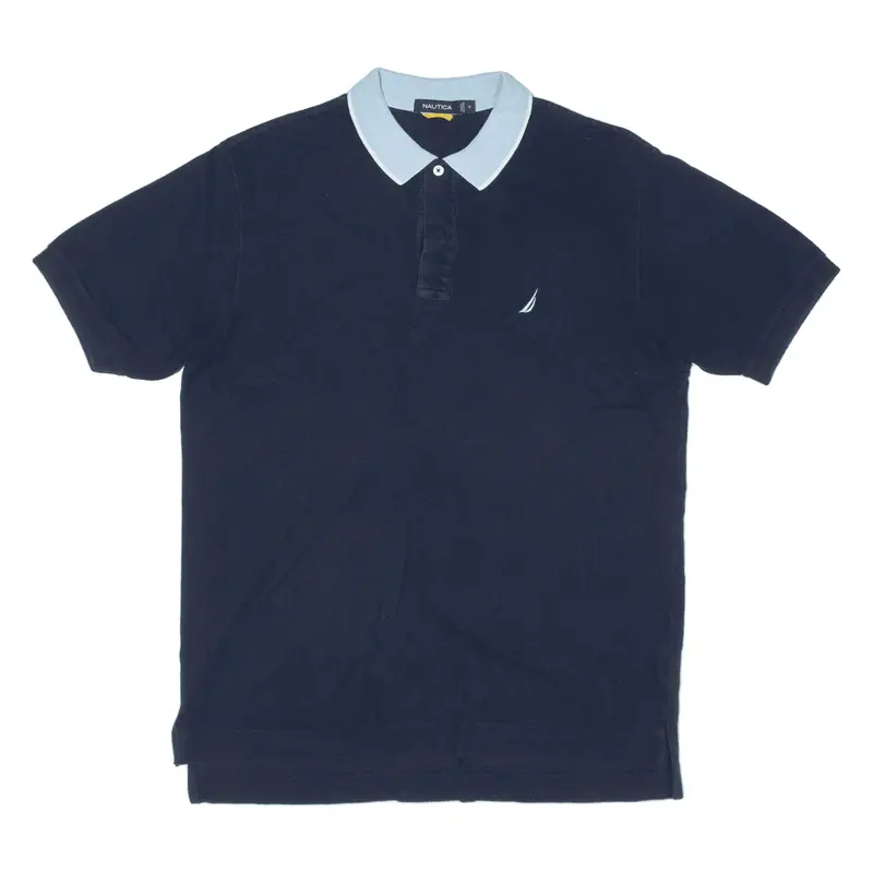 NAUTICA Polo Shirt Blue Short Sleeve Mens M