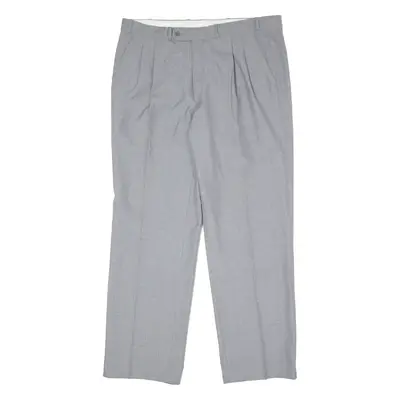 PKZ OF SWITZERLAND Pleated Mens Trousers Grey Regular Straight W38 L30