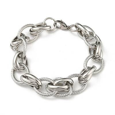 Non-Tarnish 201 Stainless Steel Oval Link Chain Bracelets
