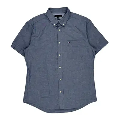 Tommy Hilfiger Short Sleeve Shirt - Large Blue Cotton | Size: large