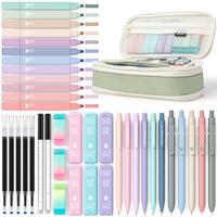 Four Candies 39 PCS Aesthetic School Supplies with Cute Pen Case, 12 Pastel Highlighters, 5 Black Ink Gel Pens, 6 Mechanical ...