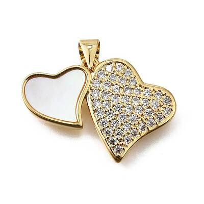Brass Micro Pave Cubic Zirconia Shell Pendants