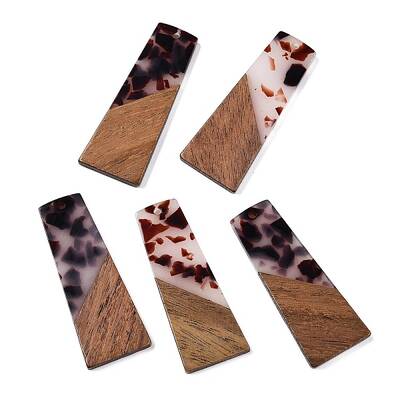 Opaque Resin & Walnut Wood Pendants