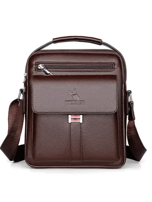 Men's Casual Solid Color Crossbody Bag, Vintage Pu Leather Zipper Shoulder Bag for Daily Used, Casual Trendy Versatile High-q...