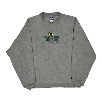 Green Bay Packers Reebok Nfl Sweatshirt - Large Grey Cotton Blend