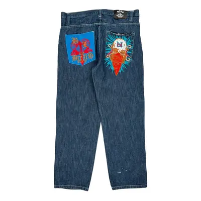 Unbranded Embroidered Jeans - 40W 33L Blue Cotton