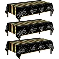3 Pack Graduation Tablecloth, Graduation Party Decorations 2025 Black and Gold, Graduation Table Cloth 54\