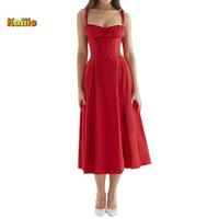 Women Summer Dress Solid Color Sleeveless Bandage Party A-line Dress for Cocktail Nightclub Beach Fashion Formal she in sprin...