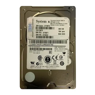 81Y9671 IBM 300GB 6Gb/s SAS 15000 2.5-inch 64MB Hard Drive