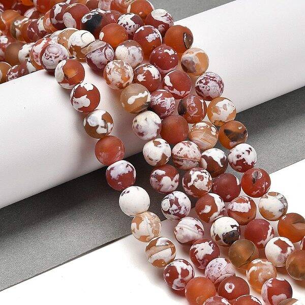 Natural Fire Crackle Agate Beads Strands