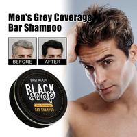 Men's 2 in 1 Black Soap Bar Shampoo-Gray Coverage & Hair Repair Formula with Natural Nutrients-Moisturizing Shine for Black H...