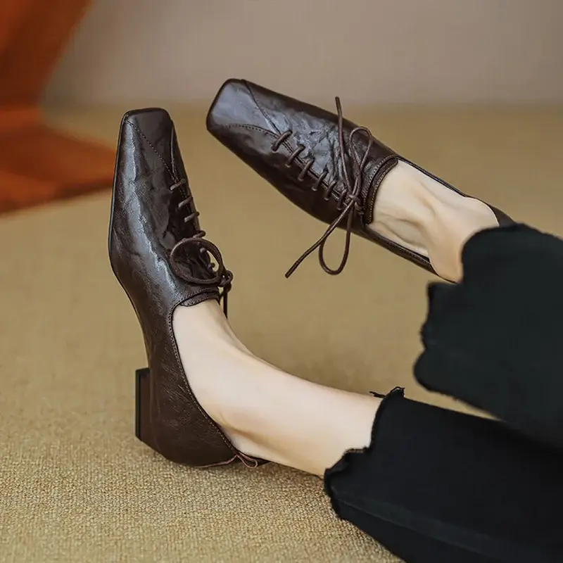 CHIKO Keilani Square Toe Block Heels Oxfords Shoes