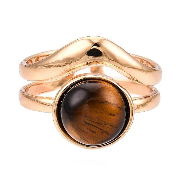 Round Natural Tiger Eye Finger Rings