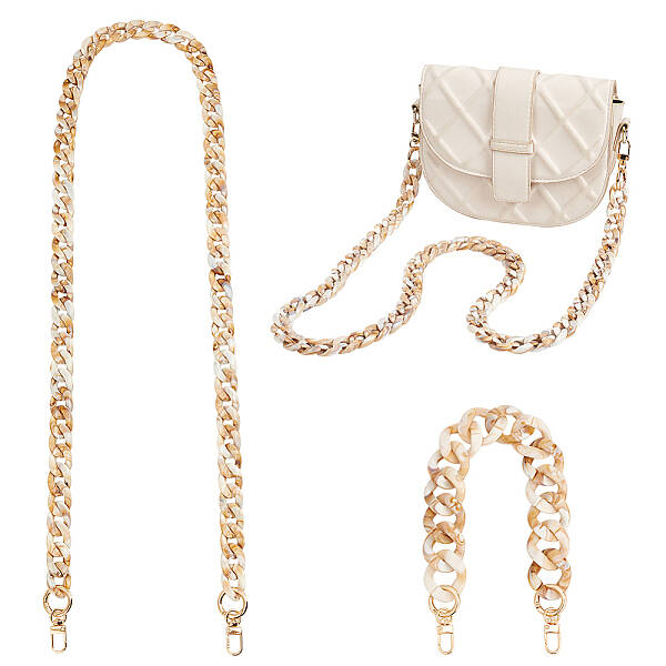 2Pcs 2 Style Resin & Acrylic Bag Strap Chains Sets