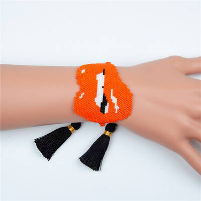 Miyuki Seed Braided Bead Bracelet with Double Tassel