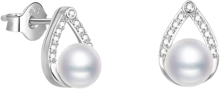 Beneto Elegant silver earrings with real WATER pearl AGUP2266P