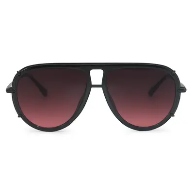 Ivy Luxe - Ruby Tangle-Free Round Aviator Sunglasses | Color: Black - Burgundy | Size: OS