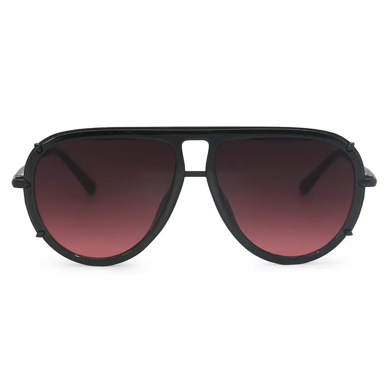 Ivy Luxe - Ruby Tangle-Free Round Aviator Sunglasses | Color: Black - Burgundy | Size: OS